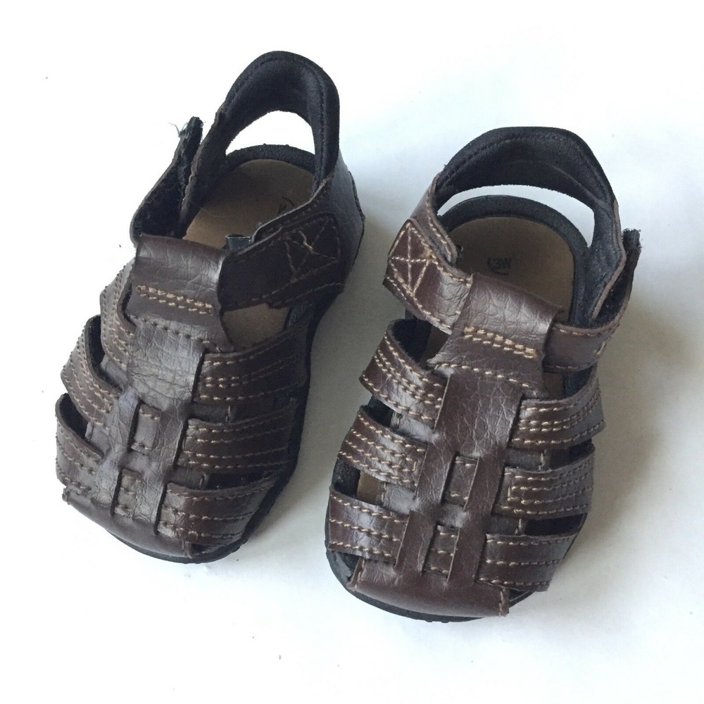 Teeny Toes Fishermen Sandals Brown Straps 4W
